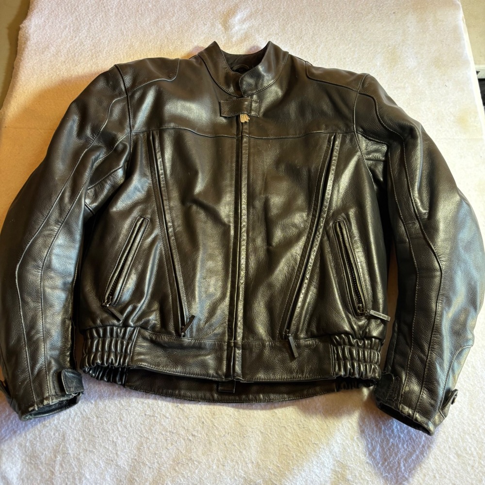 Hein Gericke Speedware Mens Black Leather Motorcycle Jacket Size‎ M Padded